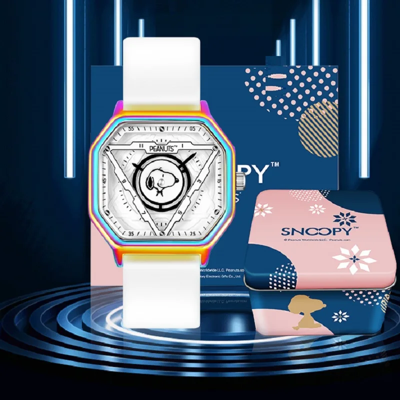 Snoopy Peanuts For Women Watch Quartz Wristwatch Unisex 3D Cartoon Rectangle Dial Silicone Strap Luminous Hands Boy Girl Relógio