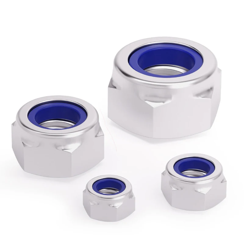 6061 #   الألومنيوم 5 قطعة/الوحدة M3 M4 M5 M6 M8 M10 مع حلقة النايلون الذاتي قفل عرافة المكسرات Locknut DIN985