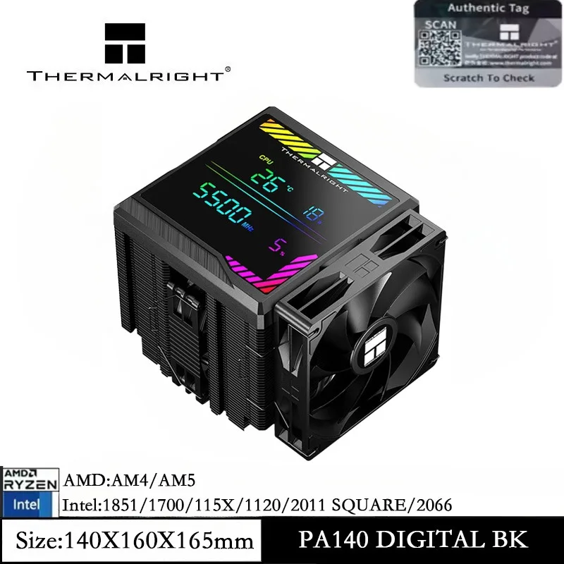 

Thermalright Peerless Assassin 140 цифровой черный воздушный охладитель башенный охладитель с двумя башнями и двойным вентилятором для AM5 AM4 Intel LGA1851/2011/2066