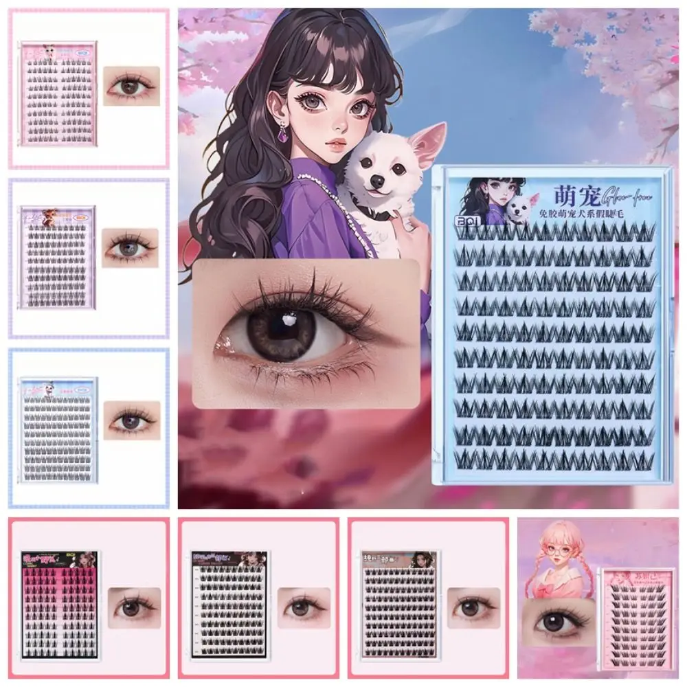 한국어 스타일 5D 접착제없는 가짜 속눈썹 부드러운 DIY 분할 속눈썹 번들 메이크업 10 행 속눈썹 확장 메이크업 도구