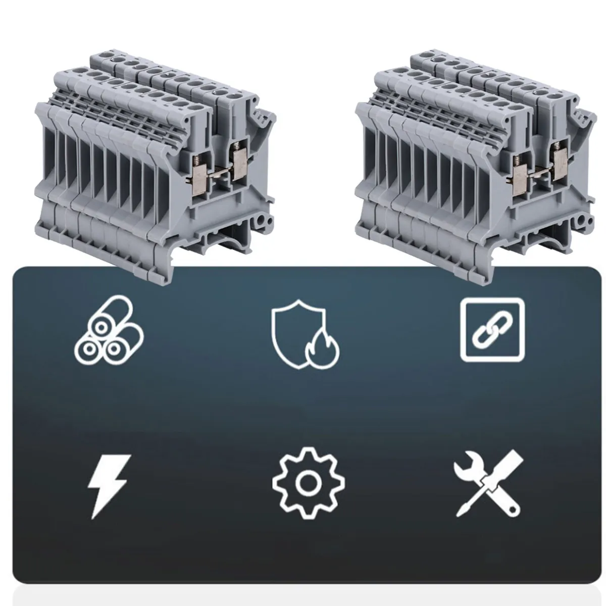 

20Pcs Din Rail Terminal Block Uk- Flame Retardant Screw Wire Connector Copper Conductor Electrical Cable Connector Universal