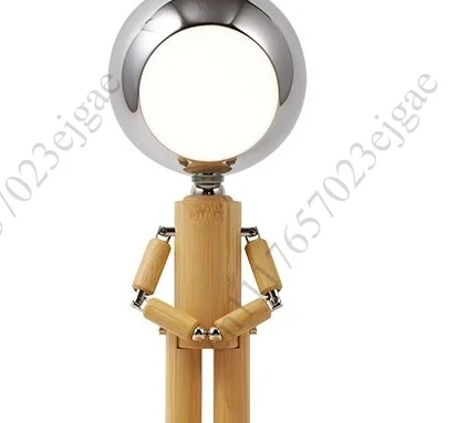 Cartoon Moon Desk Lamp with USB Rechargeable Solid Wood Atmosphere Stepless Dimming Desk Lamp for Bedroom Bedside