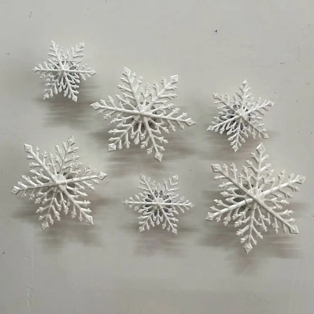 12Pcs Plastic Led Snowflake Wall Lights White Snowflake Long Lasting Light Up Snowflake Ornament Colorful Lights Shatterproof
