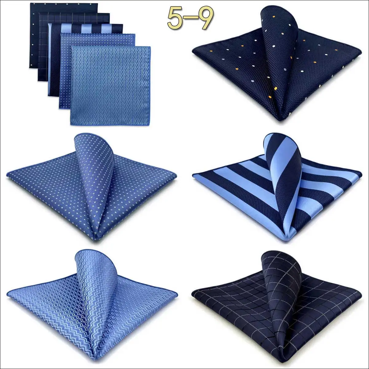 5-teiliges Herren-Einstecktuch-Set, verschiedene Einstecktücher, mehrere Stile, Paisley- und Blumenmuster, Anzug, groß, 32 cm, Business-Accessoires – Detail 8