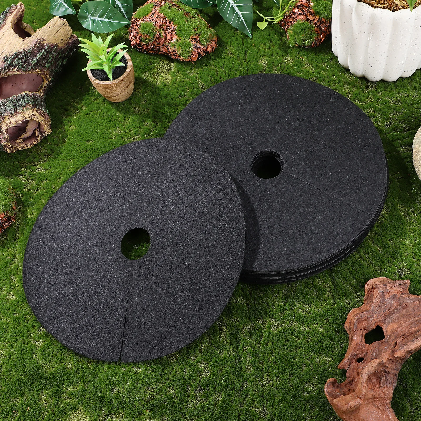 

20pcs Weed Barrier Fabric For Garden 4Cm Non-Woven Tree Ring Mulch Mat Durable Grass Control Cloth Reusable Landscape Ground