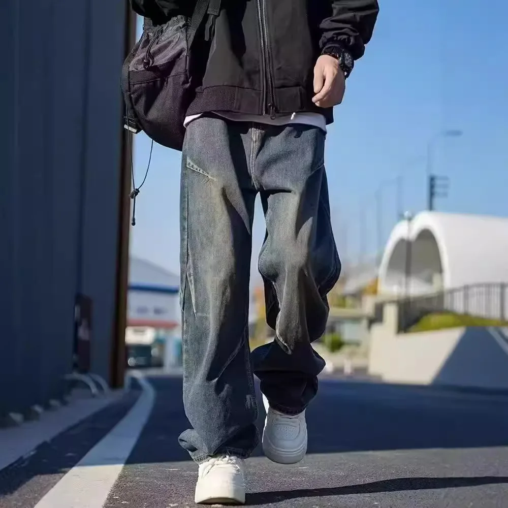 

Мужские широкие мешковатые прямые джинсы, мужские уличные джинсовые брюки, брюки-карго в стиле хип-хоп