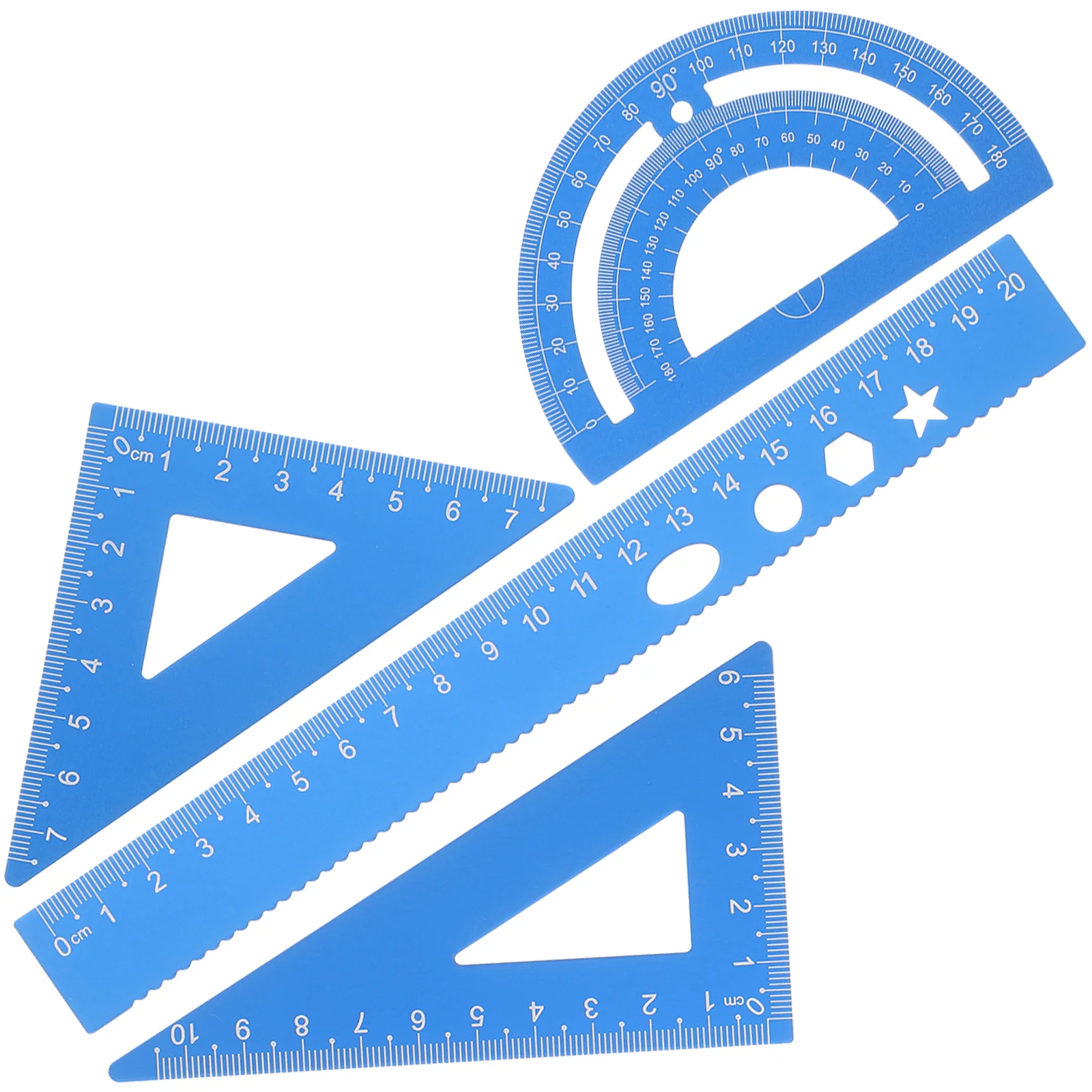 School Accessory Ruler Set Square Drafting Tool Measurement Blue Aluminum Alloy Must Have