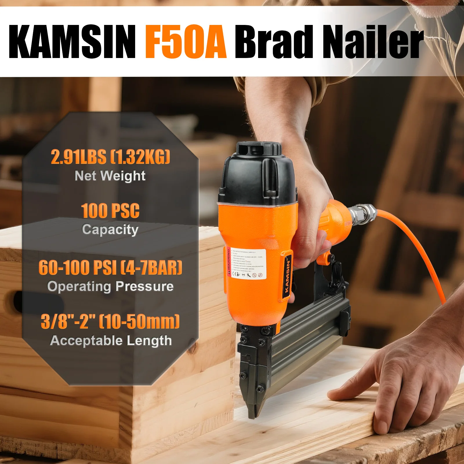

F50 Pneumatic Nails Gun F50A Set 3/4 Inch To 2 Inch 18Ga Air Brads Nailer Gun For Woodworking