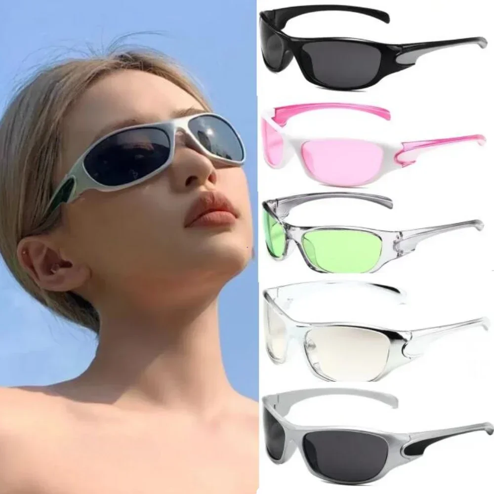 

Y2K Silver Sunglasses Color Hollowed Out Future Sense Of Technology Hot Girls Net Red Sunglasses Women Sunglasses Trendy Men