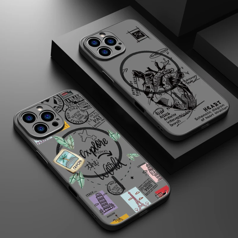 Flugzeug Wahrzeichen Etikettenhülle für iPhone 16 Pro Max Coque iPhone 16e 15 14 13 Pro Max 17 Luft magnetisch für Magsafe Wireless Charge