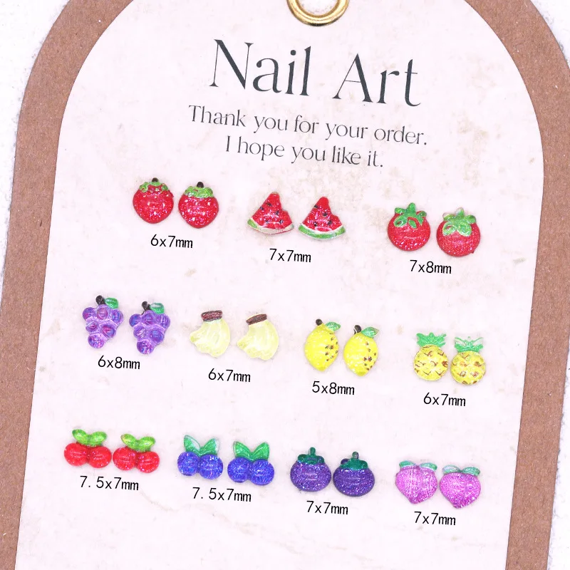 50 SZTUK Akrylowych Ozdób do Paznokci 3D w Kształcie Owoców, Wiśni, Truskawki, Akcesoria do Dekoracji Paznokci, Materiały do Manicure