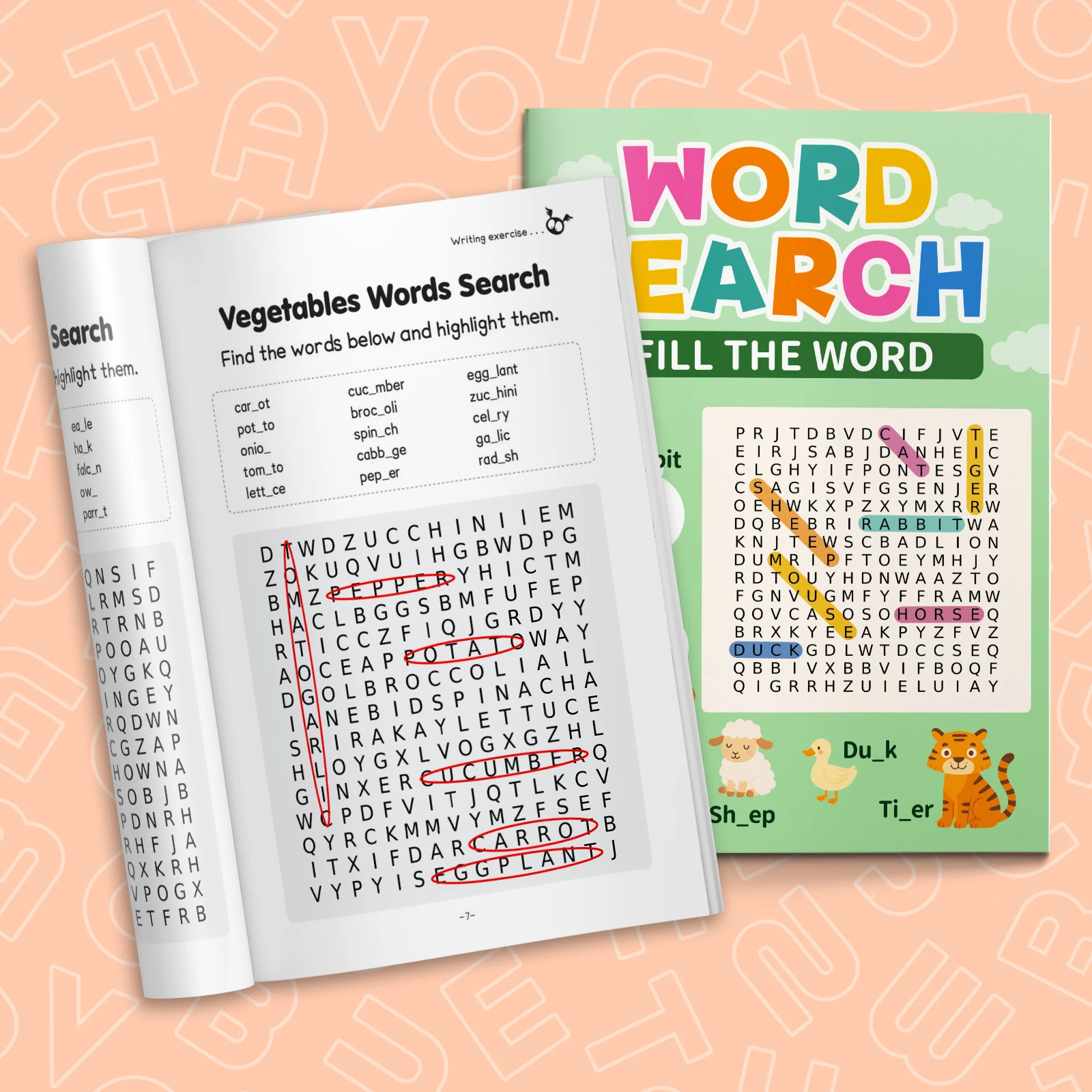 Kids Word Search Puzzle Book – Fun Animal Vocabulary Fill-in-the-Blank & Search Game for Learning