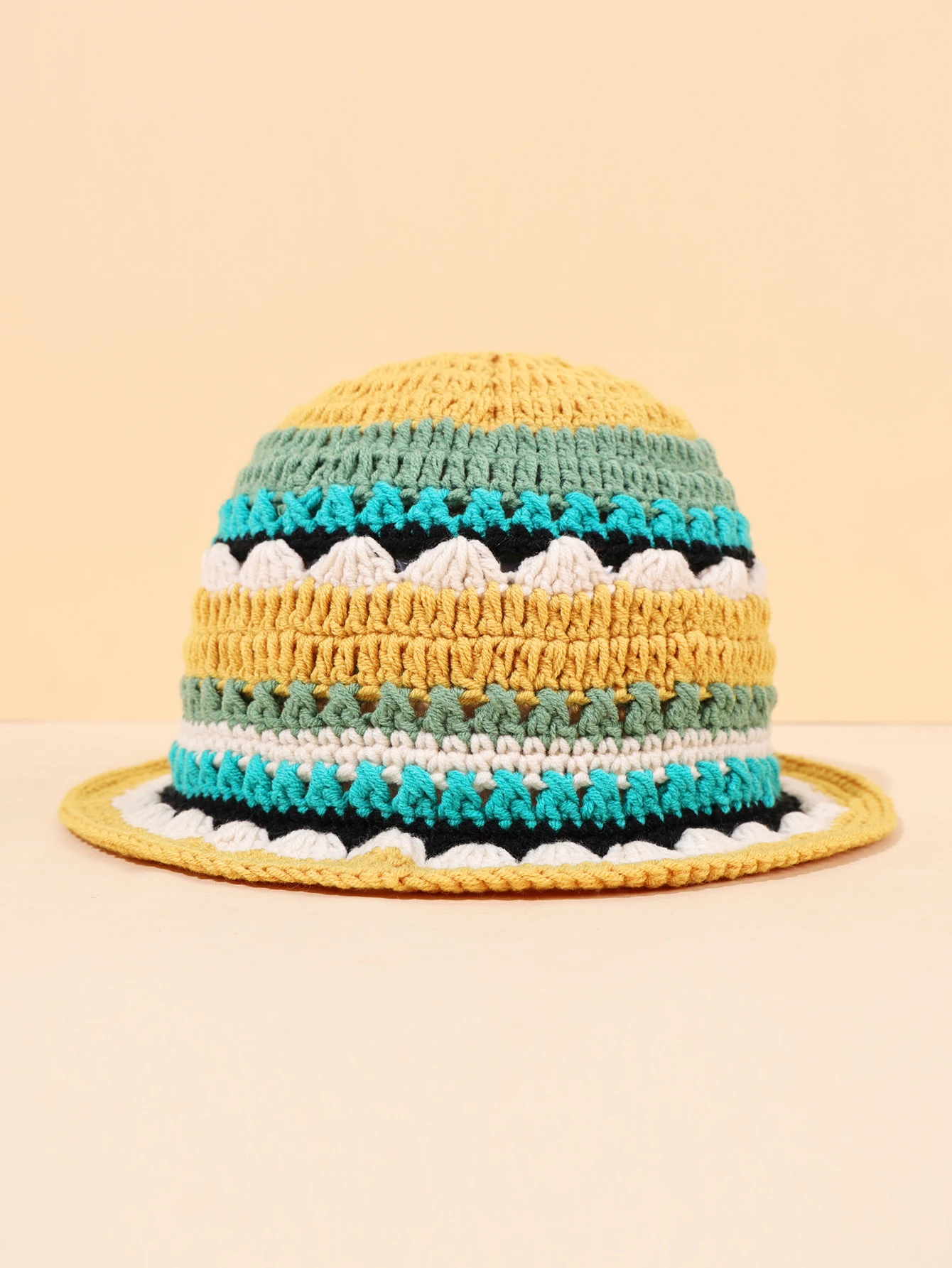 قطعة واحدة من قبعة منسوجة مصنوعة يدويًا مع تصميم زهور عصري، قبعة صيد للدفء في الخريف والشتاء #5