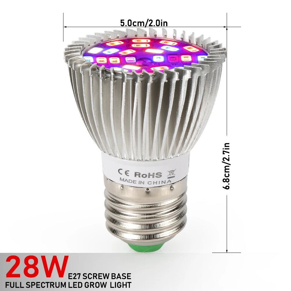 LVJING Led Grow Light Phyto Hydroponic Growth E27 Bulb Full Spectrum 85-265V UV IR Lamp Plants Flower Seedling Fitolamp