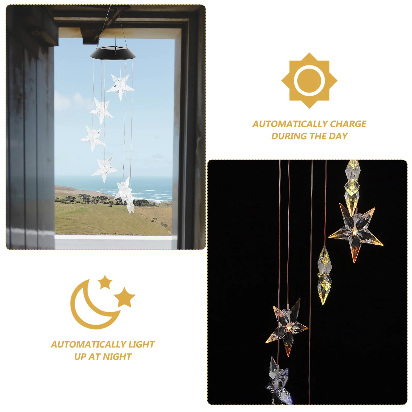 

Solar Wind Chime Light Creative Pendant Outdoor Hanging Garden Patio Balcony Wind Chime Decor Light Sound Effect