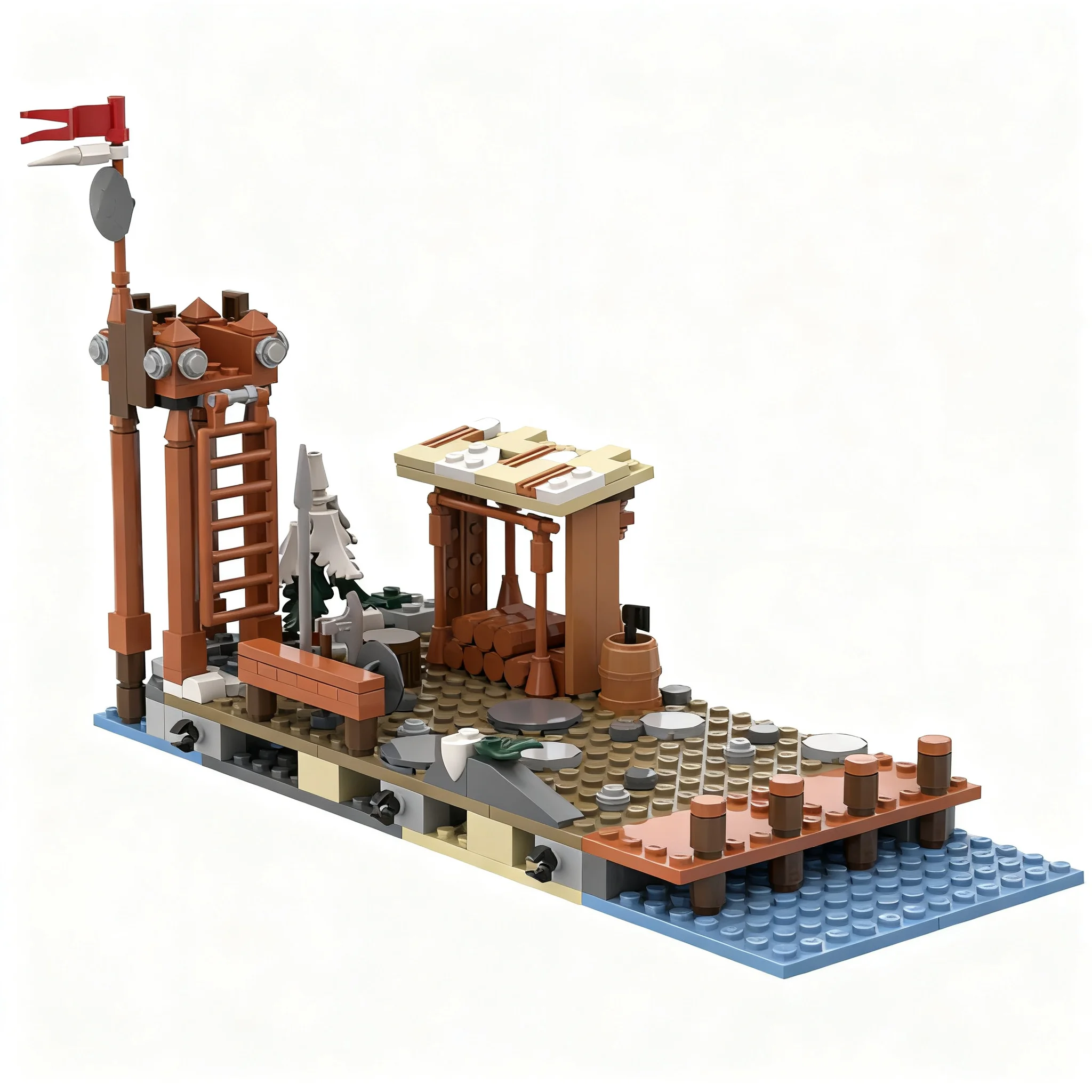 253pcs MOC Vikings Extension Du Village Viking Model Building Blocks Christmas Gift Toy Collection 3D Creative Art Education