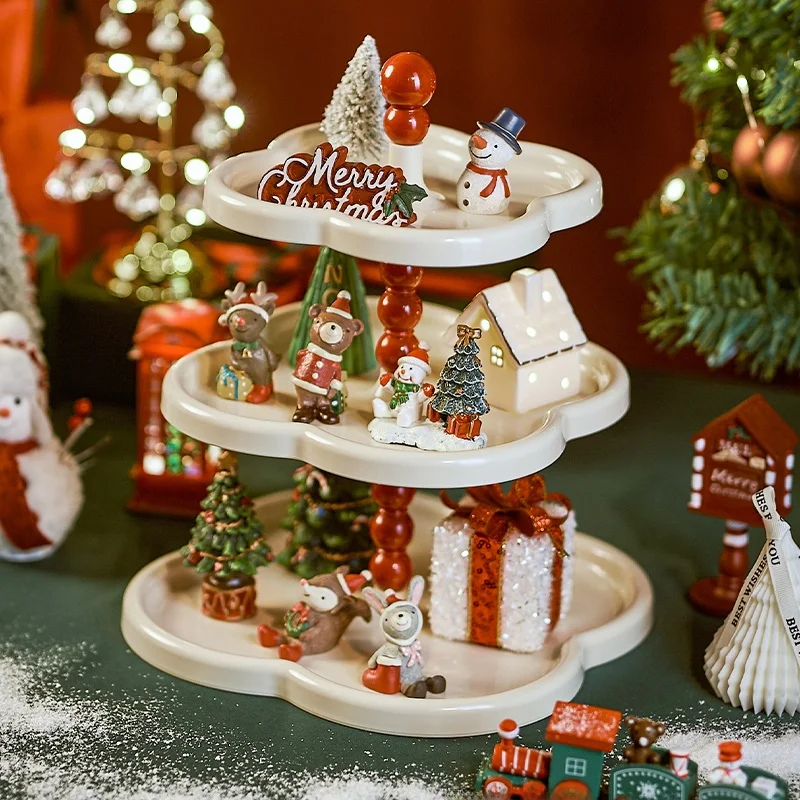 

Retro Sle Multi-Layered Candy Storage Ra Cisas Decorative Display Stand Desktop Ornament Plastic Fruit Tray Luxury Feel