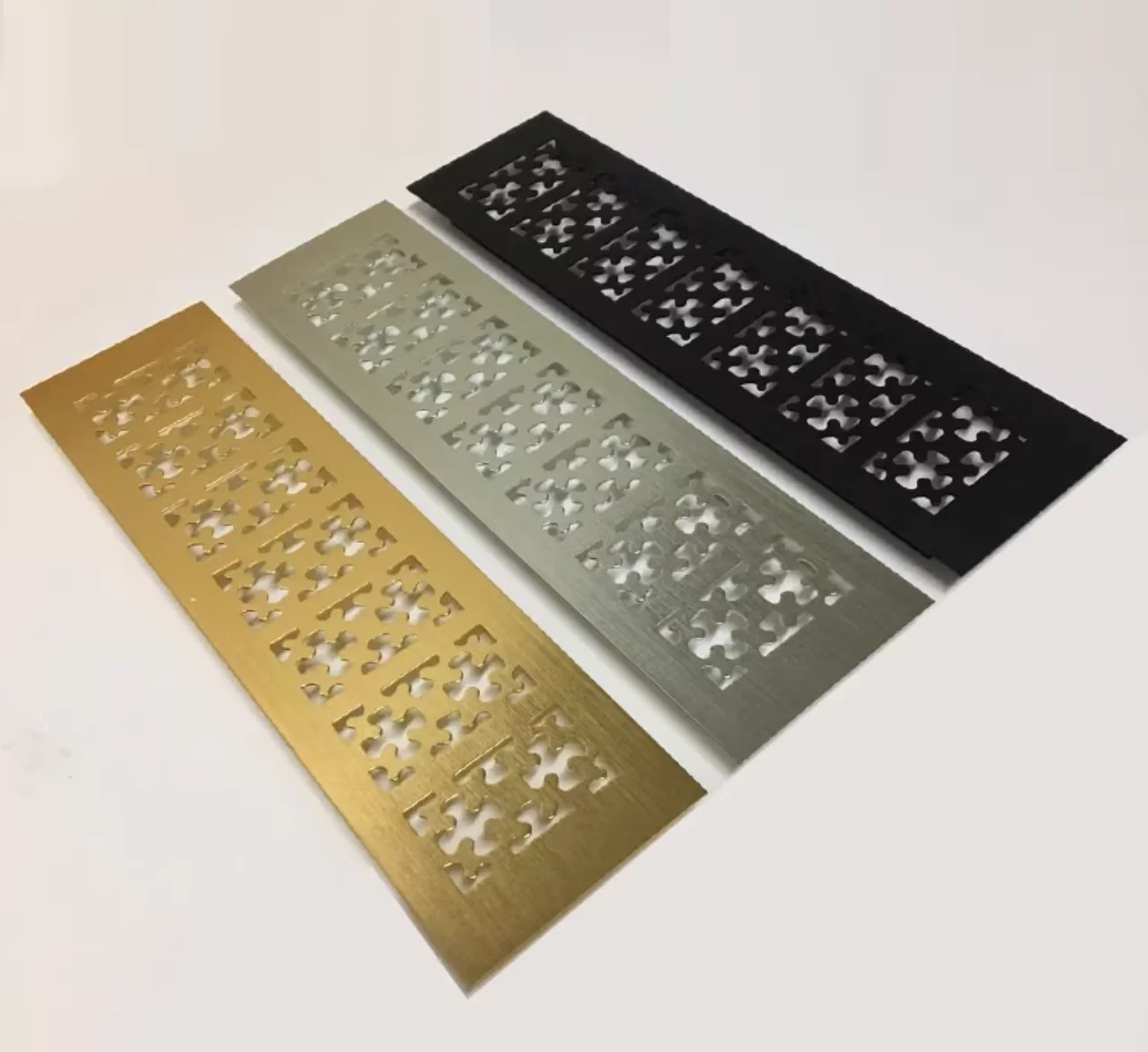 2Pcs Aluminum Rectangular Cabinet Vent Grille Cover With Fancy Pattern Shoe Kitchen Closet Gold Silver Black