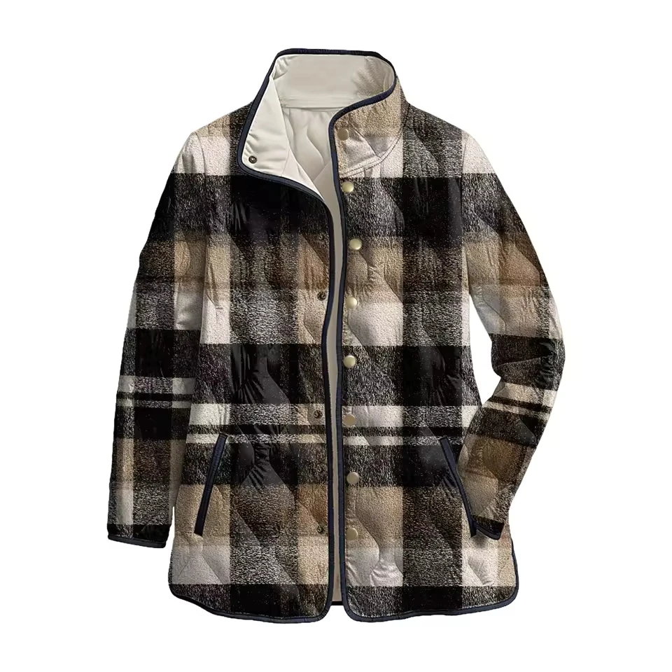 

Women'S Fashion Printed Casual Fashion Thickened Warm Cotton-Padded With Round Neck Winter Women Outdoor Sweater