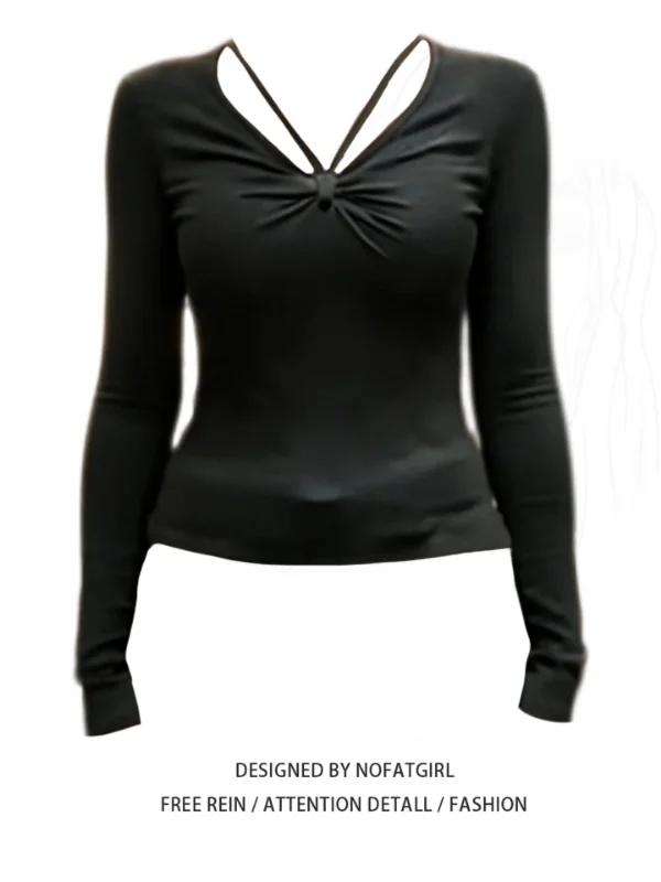 

plus Size Women's V-Ne Fce Long Sve Base irt Slimming Inner Wear Top Korean Sle Commute Faion Winter New Arrival