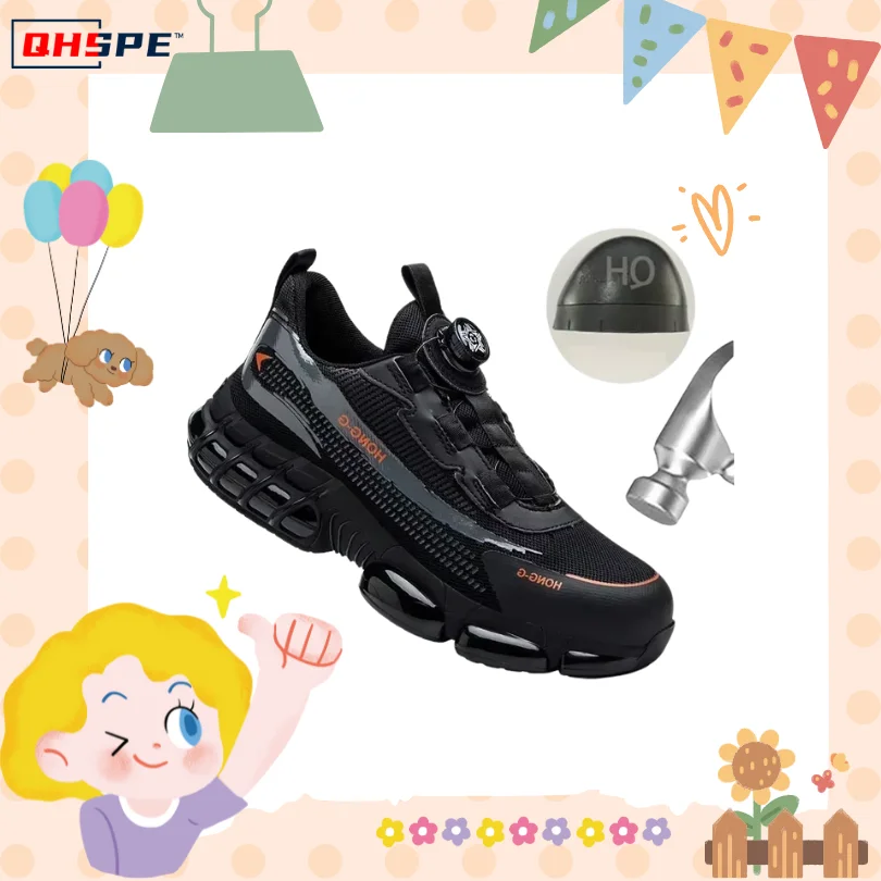 

Men's Rotating Button Safety Sneakers - Steel Toe Puncture-Proof Work Shoes, Fashion Indestructible Protective Boots