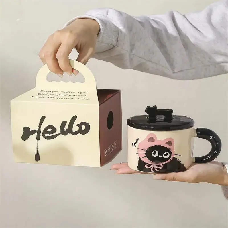 Creative Personality Cat Mug With Lid Souvenir Gift Drinking Water Cup Cute Ceramic Coffee Cup Office Cup