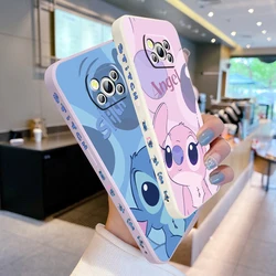 Anime Angel Lilo & Stitch Liquid Left Rope For Xiaomi Mi Poco X5 X4 X3 M6 M5 M5S M4 M3 F5 F4 F3 C55 C40 Pro 5G TPU Phone Case