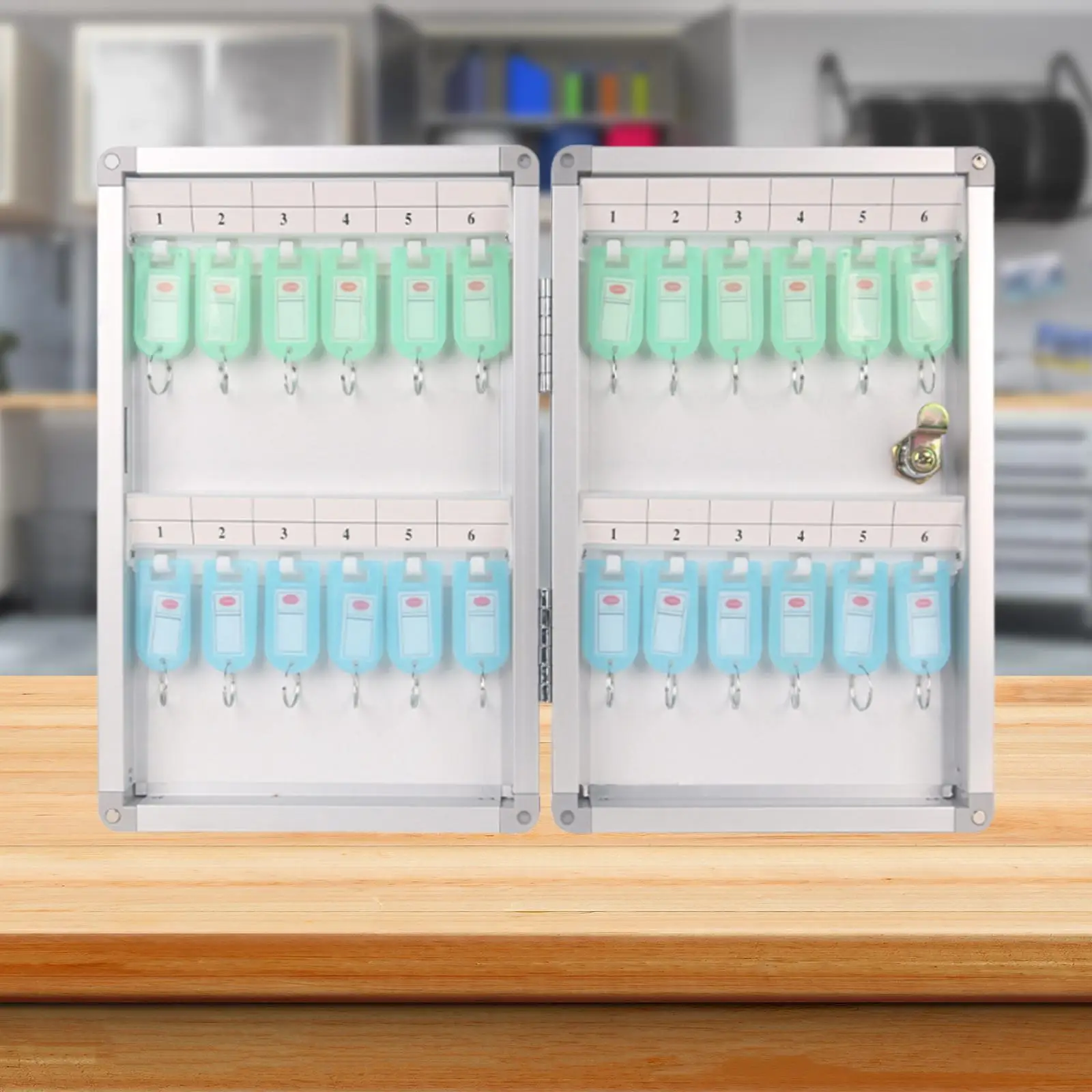 Key Storage Box Aluminum Alloy Wall Mount with Key Tag Labels Locker Case Key Cabinet Organizer Holder for Hotels Car Office Key