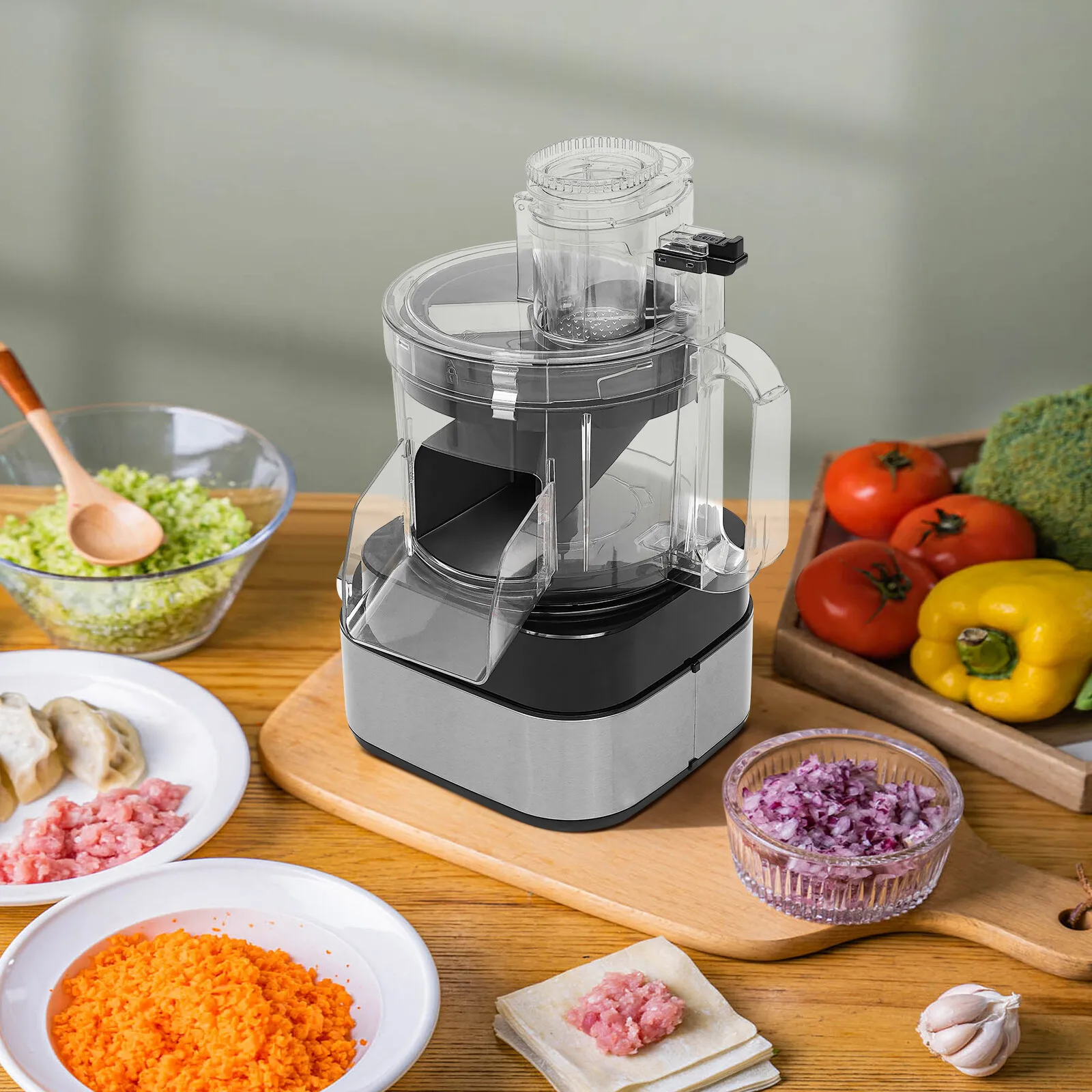 5-in-1 Commercial Electric Vegetable Cutter Food Processor 600W 4 Discs High Efficiency Safe Design