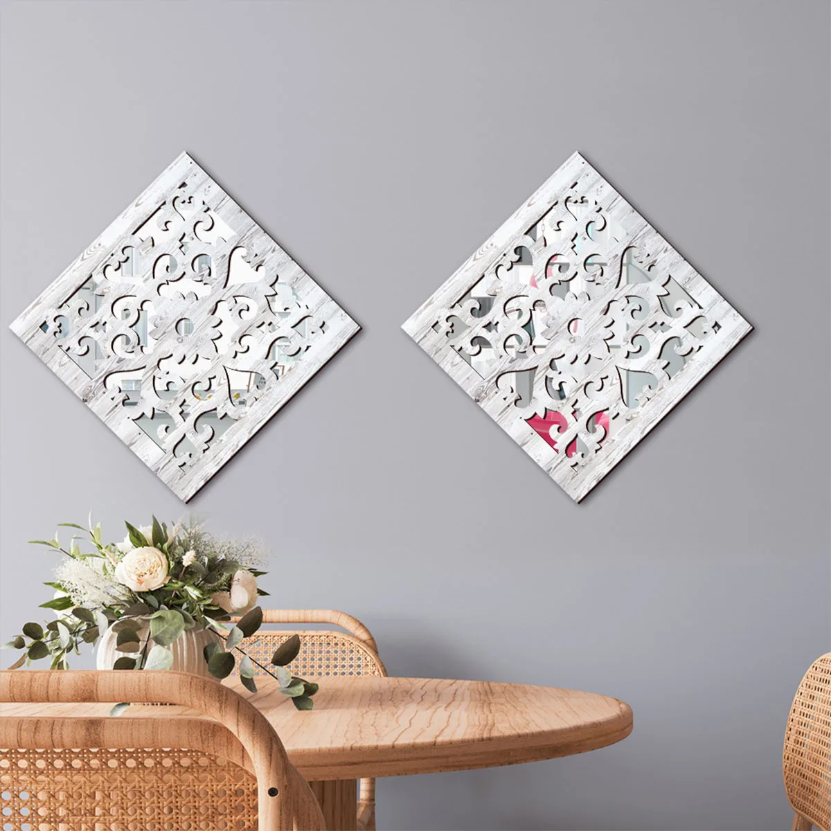 

Farmhouse Wall Decor Mirror, Wooden Window Frame Mirror, Living Room Bedroom Corridor Entrance Wall Decoration Home Decoration