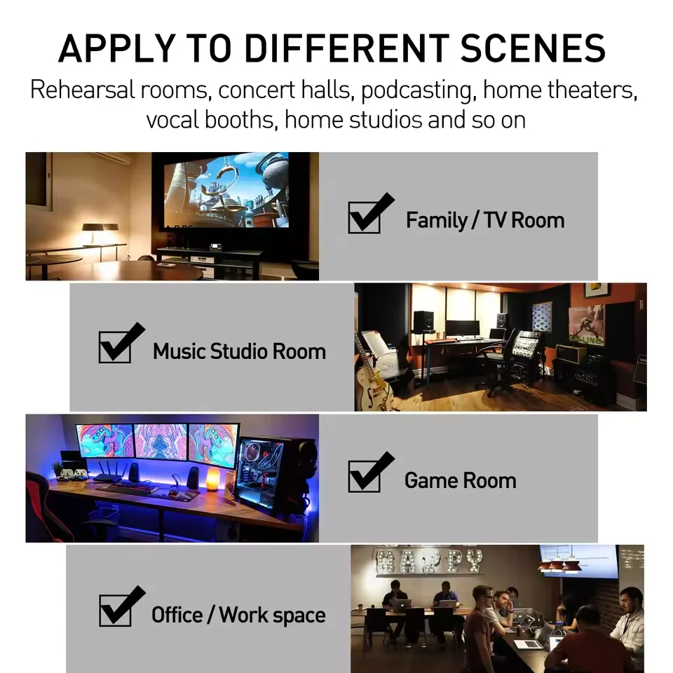 12 حزمة من ألواح الرغوة الصوتية 2.5 × 30 × 30 سم ألواح إسفنجية مقاومة للصوت عالية الكثافة ومقاومة للحريق ألواح إسفين عازلة للصوت #5