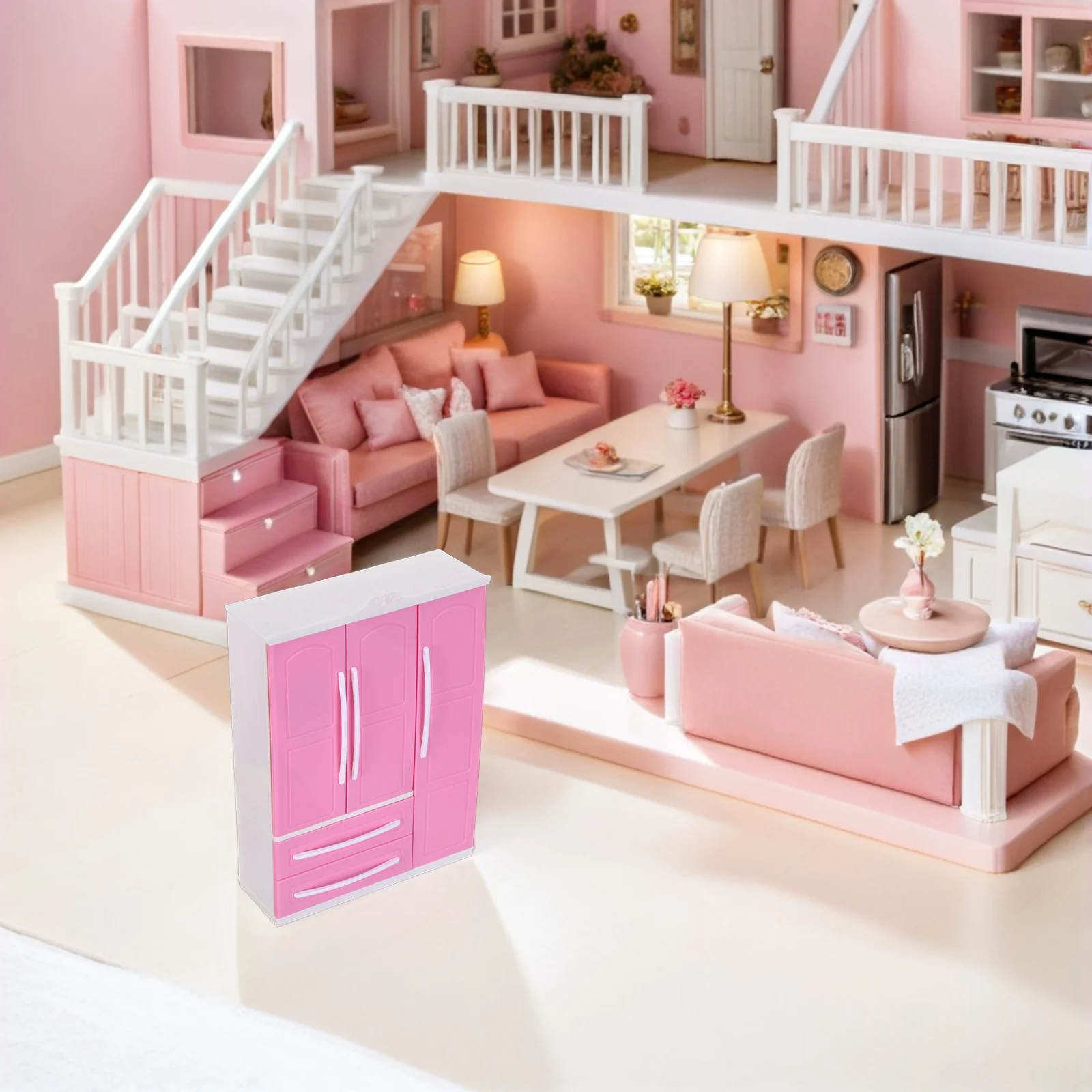 

Кукольный домик, мебель, шкаф, миниатюрный органайзер для одежды с вешалками, портативная стойка для хранения для ролевых игр, мини-домик