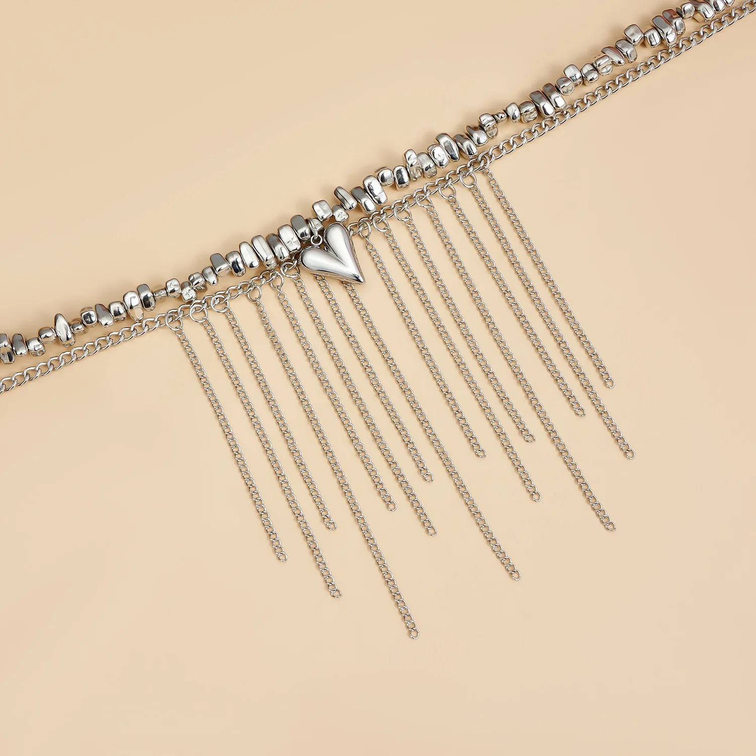 Retro Naszyjnik z Długim Chwostem w Kształcie Serca, Wielowarstwowy Słodki Nieregularny Naszyjnik z Koralikami dla Dziewczyn, Modna Biżuteria z Zawieszką 2025