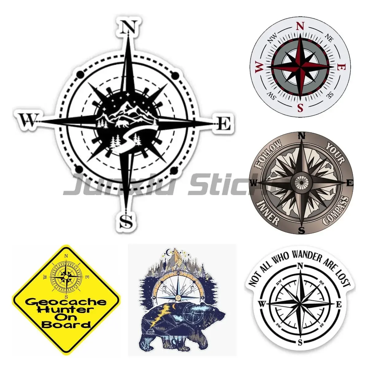 Funny Follow Your Inner Compass PVC High Quality Car Sticker Waterproof Vinyl for Car Phone Water Bottle Laptop - Hiking Decals