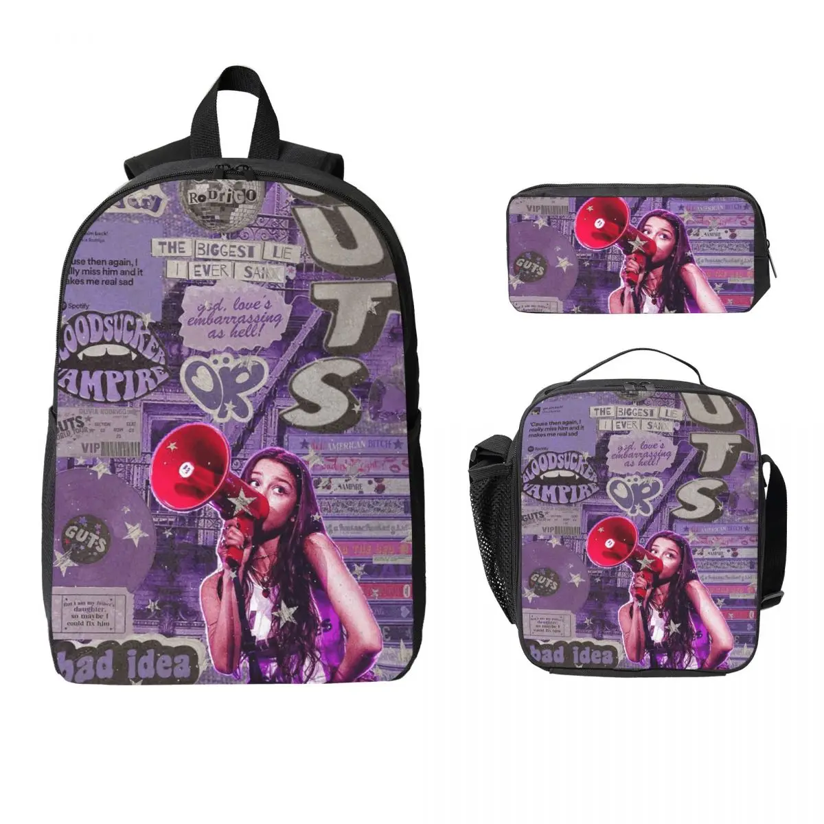 

Olivia Vampire Rodrigos Sour Backpack Student Boys Girls BookBag School Bag Shoulder Bags 3ps Insulated Lunch Bag Pencil Case