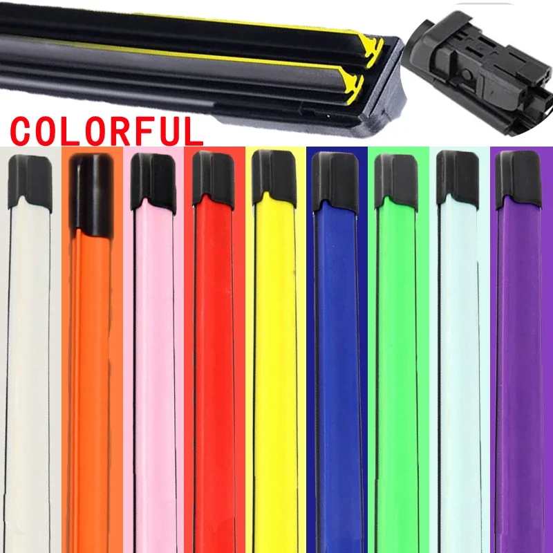 

Colorful Push Button 19mm Car Windshield Wiper blades Universal Soft Double layer Rubber Frameless Bracketless 14 20" 22" 24"26"