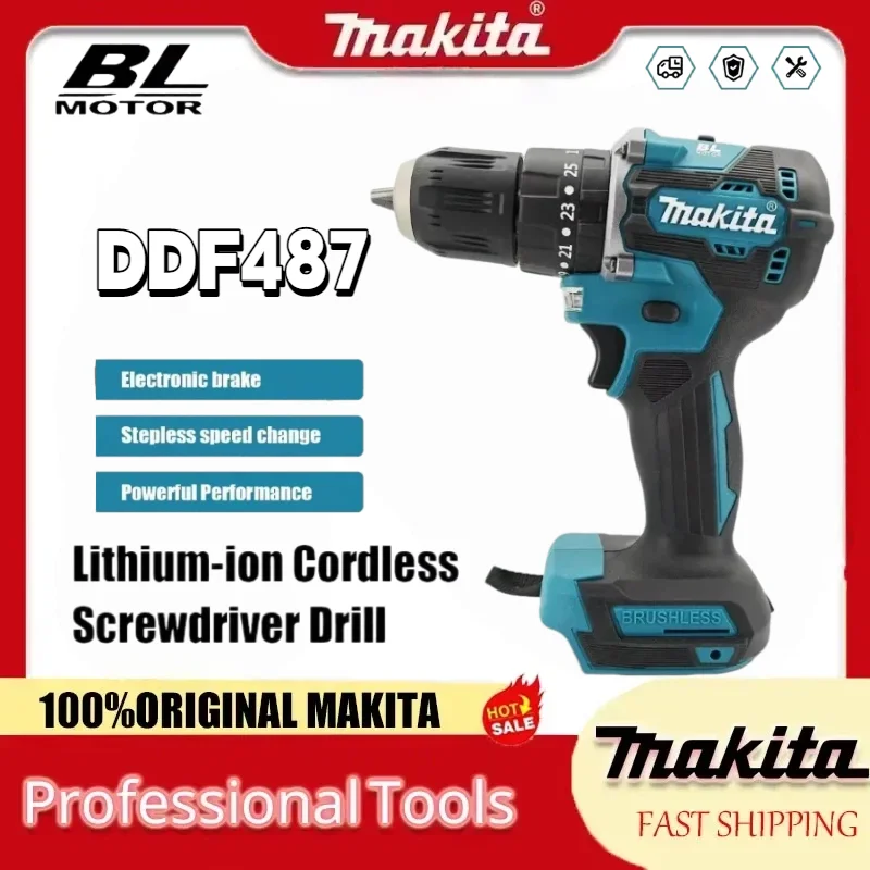 

Makita Original DDF487 10mm Cordless Driver Drill 18V Brushless Electric Impact Screwdriver Rechargeable Power Tool