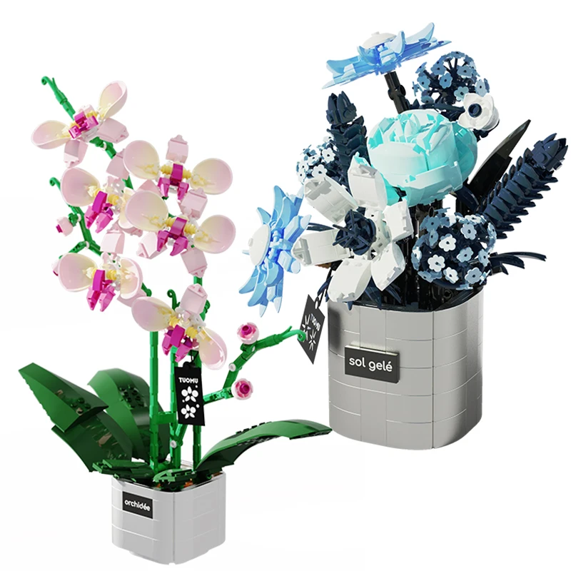 Kreative Orchidee Traverse Stern Blaue Blumen Bausteine Botanische Sammlung Handwerk Montieren