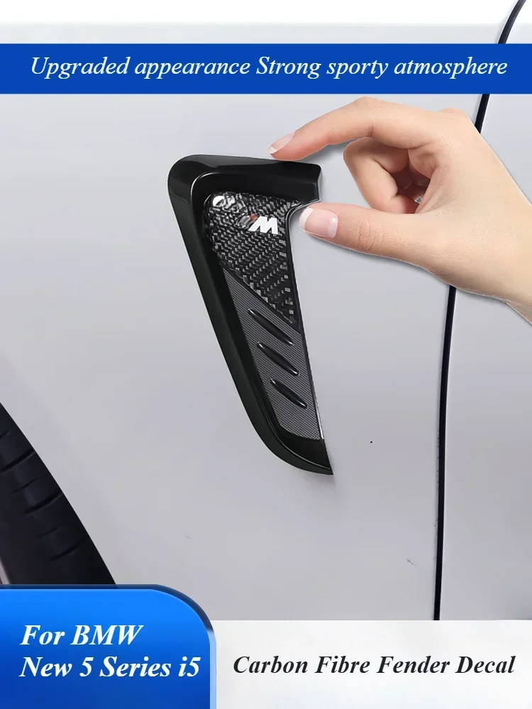 For BMW New 5 Series i5 True Carbon Fiber Fender Trim IDecal Scoop Hood Spolier Exterior Sticker Auto Accessories