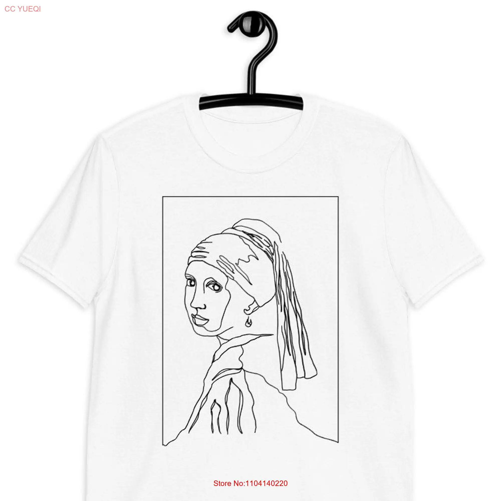 Johannes Vermeer Line Art T Shirt MinimalisT Fine Girl With A Pearl Earring Aesthetic Clothing Hoe Indie