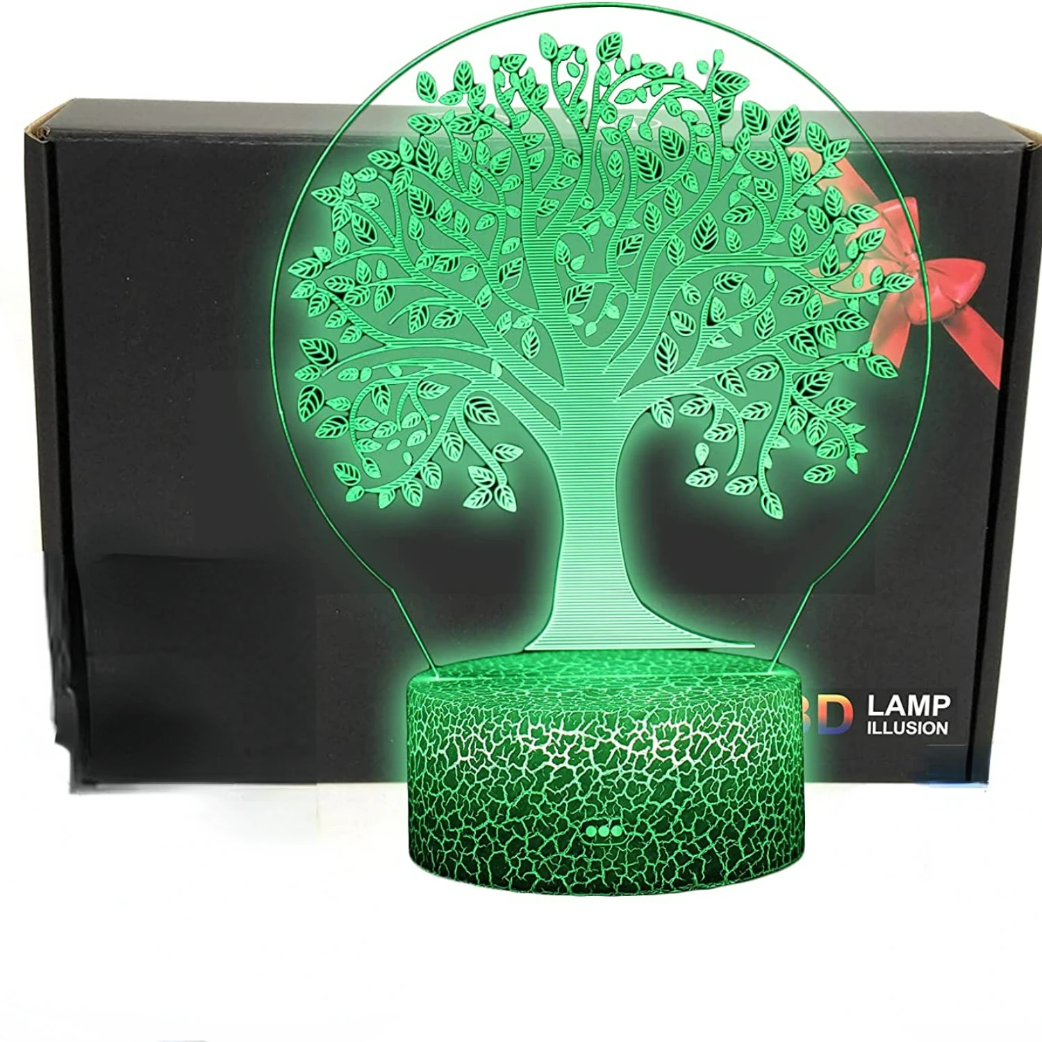 Acrylic Lucky Tree 3D Illusion Table Lamp LED Night Light for Kids Bedroom Bedside Lamp Funny Gift for Men Women Kids Boys Teens