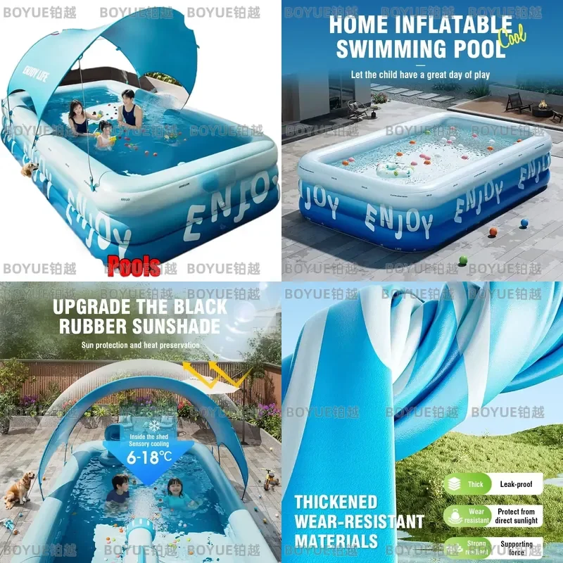 Thickened 3 Layer Large Inflatable Swimming Pool Indoor Outdoor Family Water Play Center Kids Adult Splash Pad Summer Gift