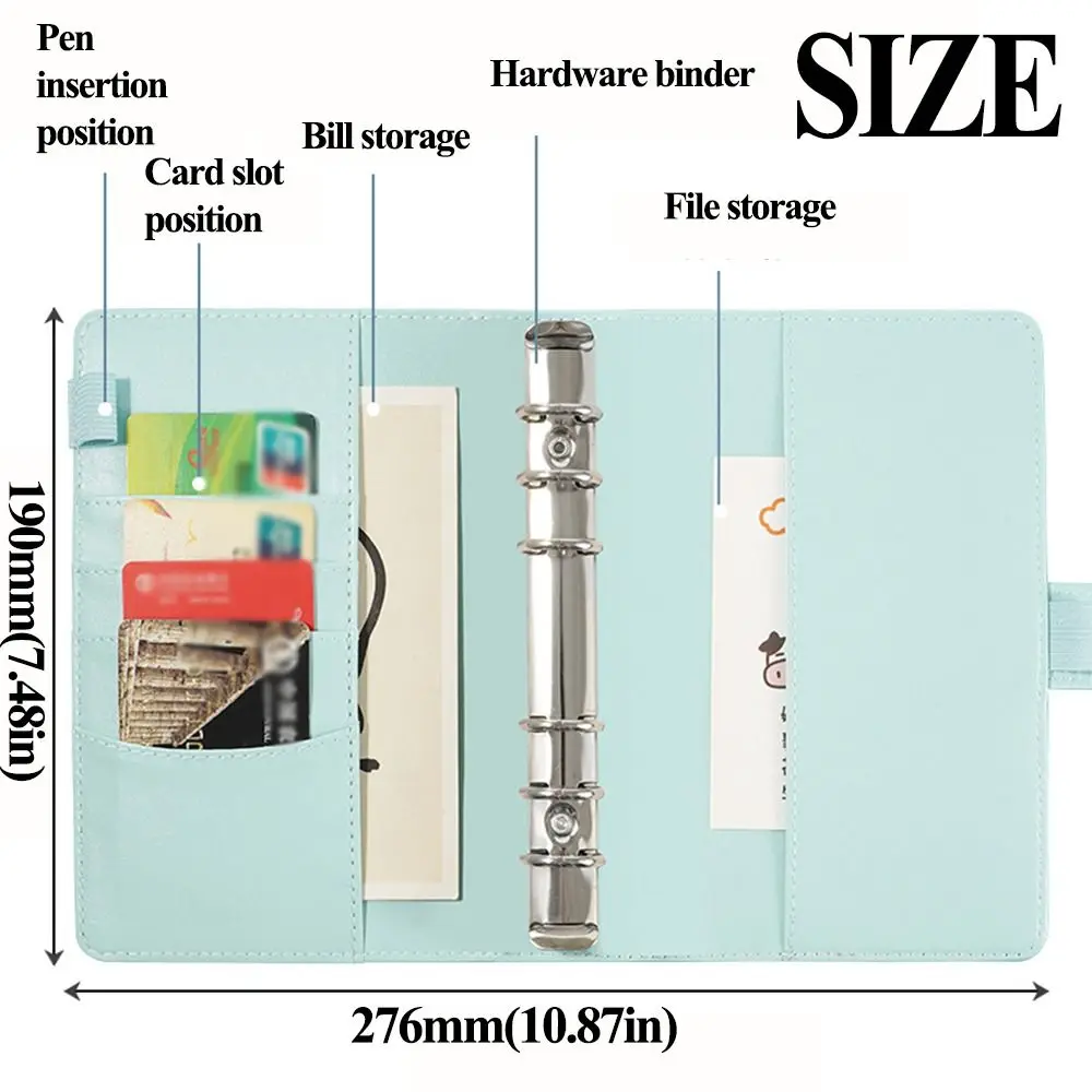 Pu Leather Loose-Leaf Notebook Macarone Color A6 Budget Binder Refillable Magnetic Buckle Planner Organizer Cash Envelopes