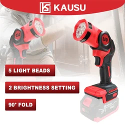 Cordless LED Light Foldable Spotlight 5-Bead Work Light Lithium Battery Powered Outdoor Handheld Lantern For Makita 18V Battery
