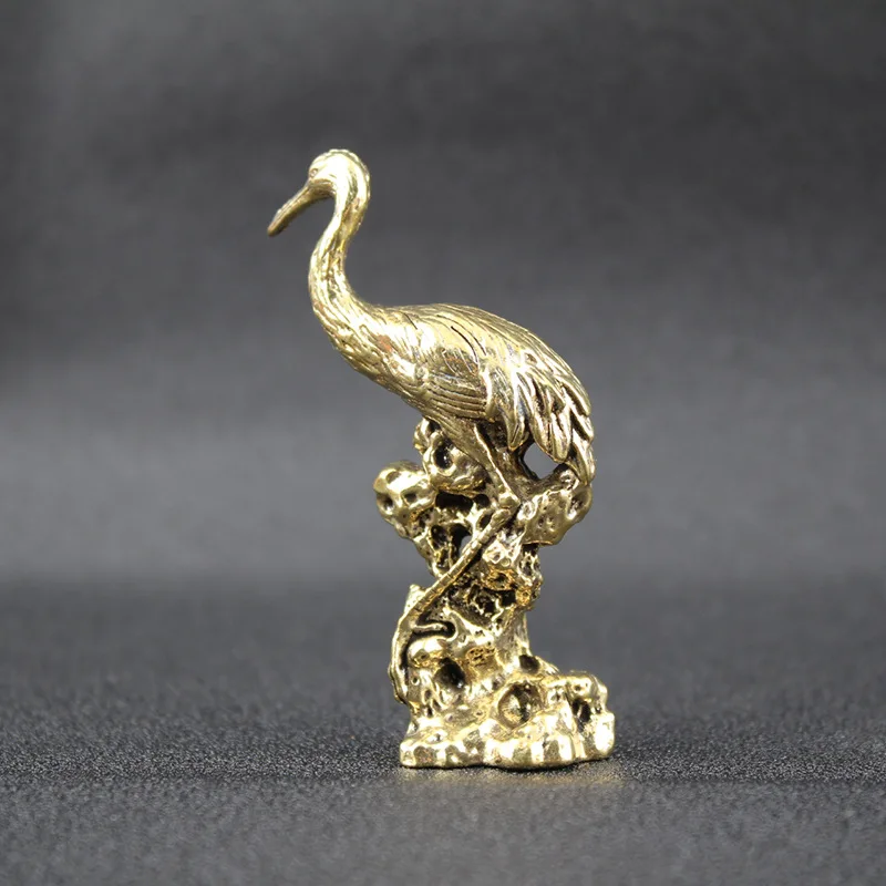 Pure Brass Red-crowned Crane Copper Desktop Ornament Home Decoration Craft m877