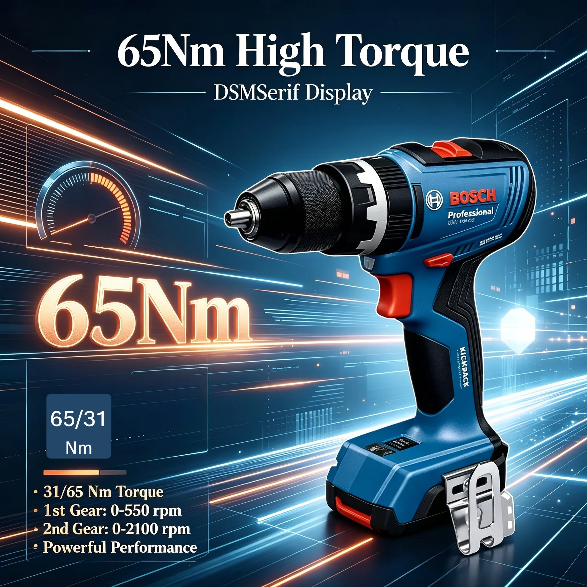 BOSCH  GSB 18V-65 Brushless Cordless Drill / Driver Bateri Driver Drill  Bosch Professional Electric Tools
