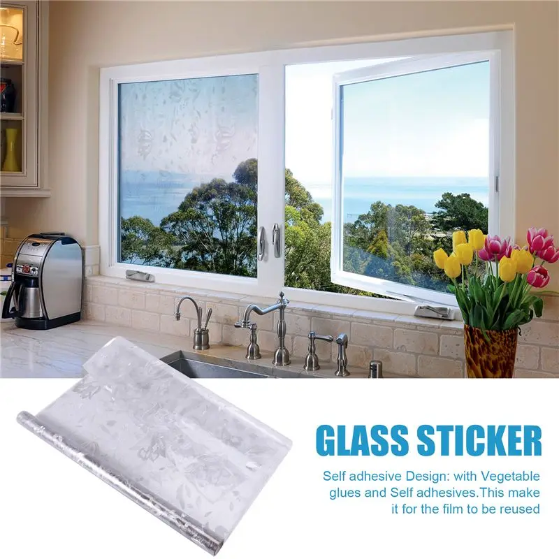 RMWIN-3D Rainbow Window Film Stained Glass Vinyl Static Non Adhesive Film Opaque Privacy Protective Tint