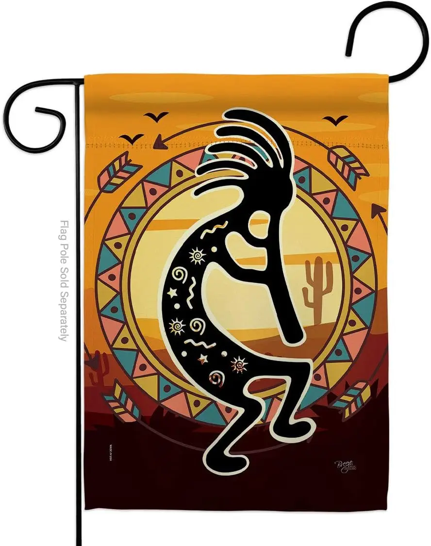 Southwest Kokopelli Playing Flute Garden Flag Regional Desert Cactus Country Succulent Particular Area Small Decorative Gift Yar