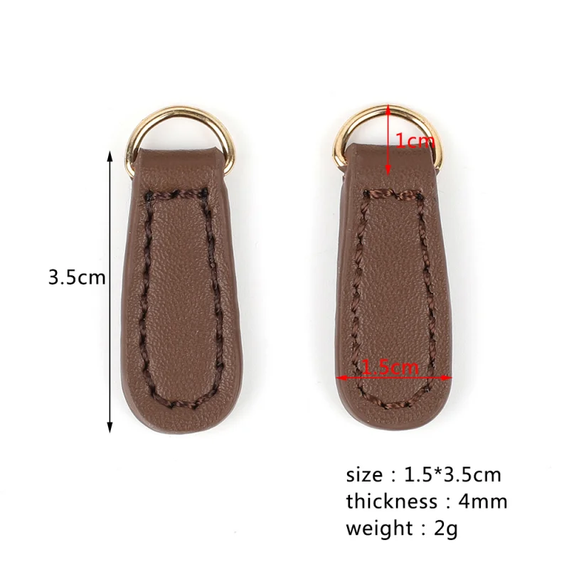 2Pc Genuine Leather Zipper Tag Zip Head Fixer Zip Sliders Diy Sewing Clothing Backpack Bag Accessories Repair Zipper Pull Puller