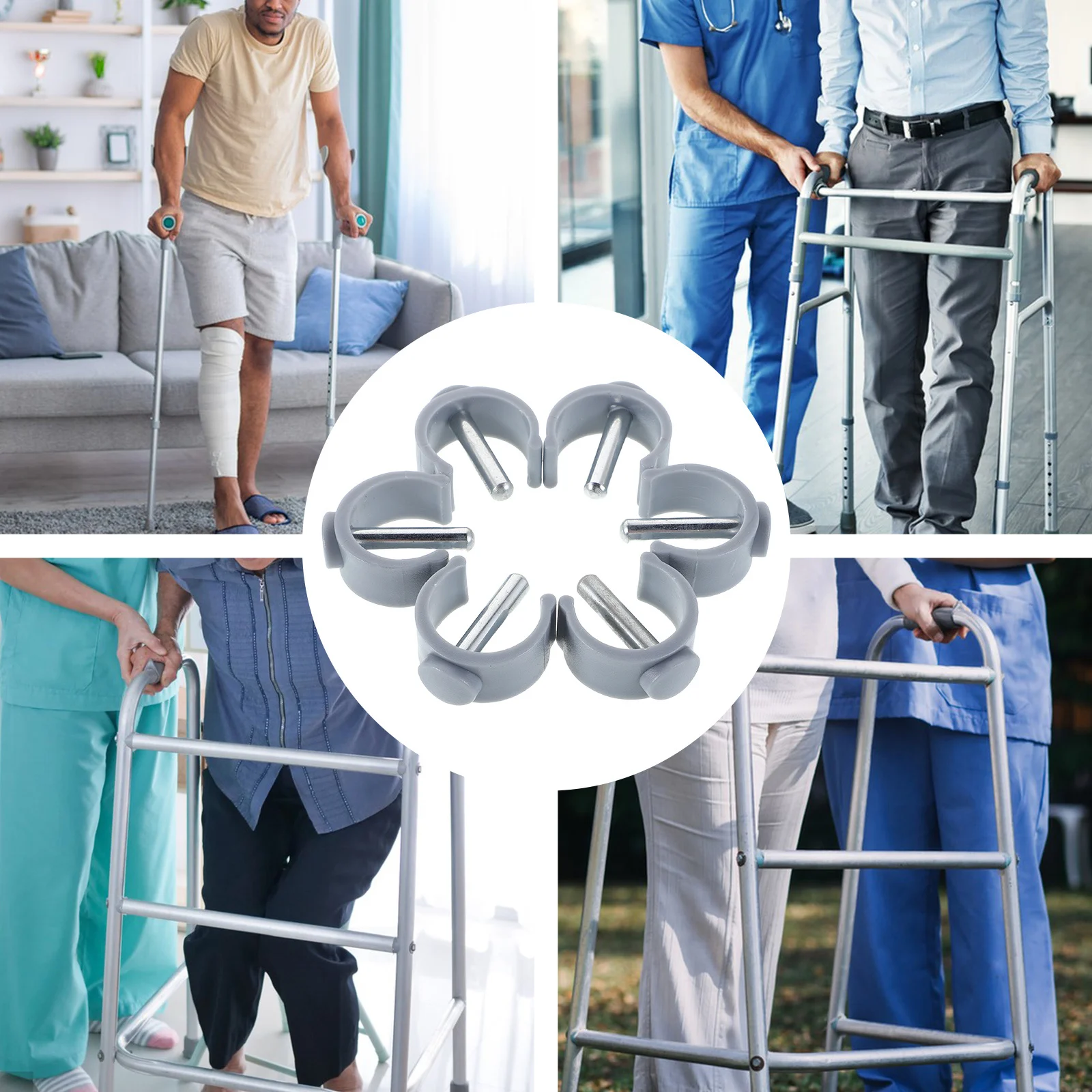 

12Pcs C-Shape Walking Stick Pin Locks Lightweight Holder Clip Crutch Accessories Universal Replacement for Indoor Outdoor Use